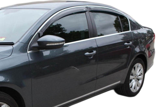 Visors with chrome molding SD (4 pcs, EU, HIC) for Volkswagen Passat B7 2012-2015 - Reelken Auto
