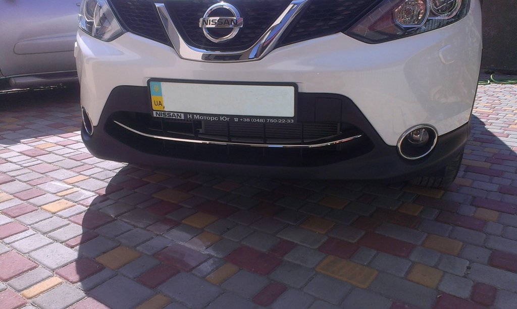 The front bumper spoiler (2014-2017, stainless steel) for Nissan Qashqai 2014-2021 - image 2