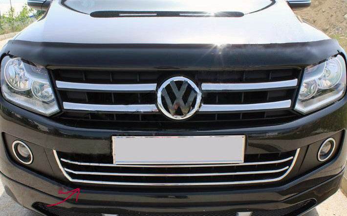 Pads for the front bumper with a smile (3 pieces, stainless steel) for Volkswagen Amarok 2010-2022 - Reelken Auto