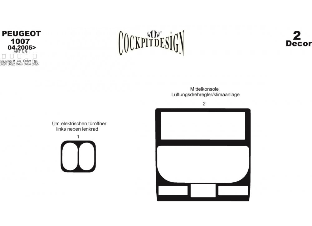 Dashboard Trim Covers for Peugeot 1007 2005-2009 - image 2