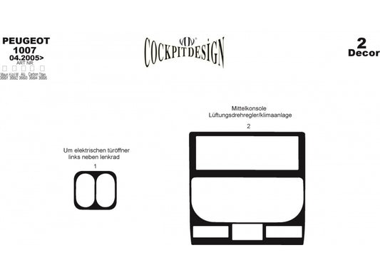 Dashboard Trim Covers for Peugeot 1007 2005-2009 - image 2