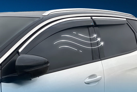 Window Deflectors with Chrome Trim (4 pcs, Sunplex Chrome) for Peugeot 3008 2016-2023 - image 1