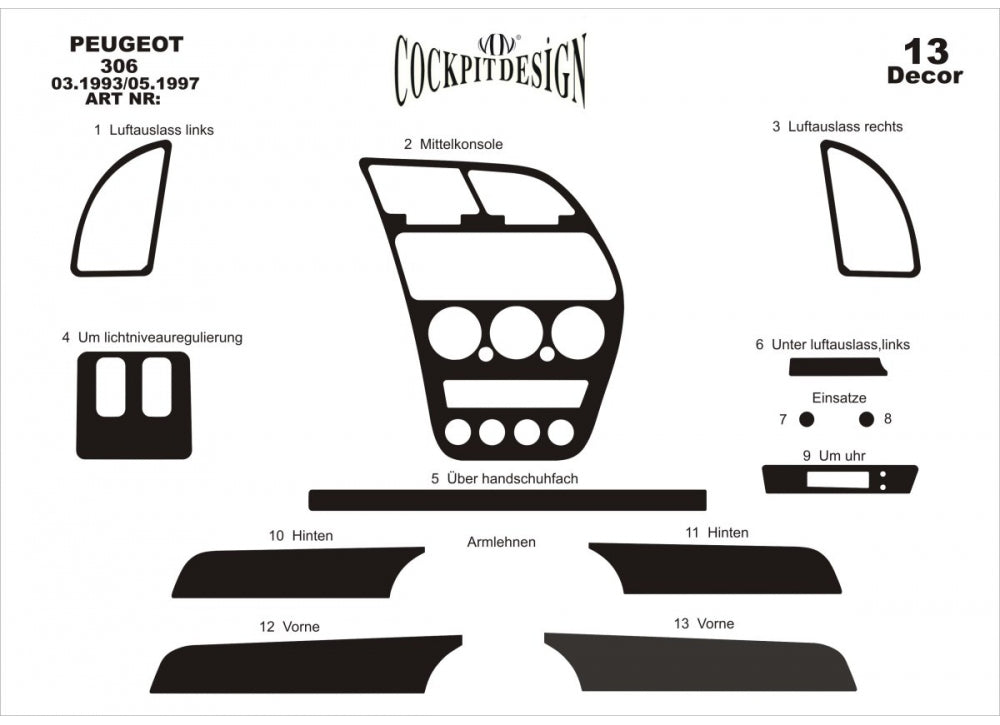 Dashboard Trim Covers (1993-1997) for Peugeot 306 1993-2001 - image 2