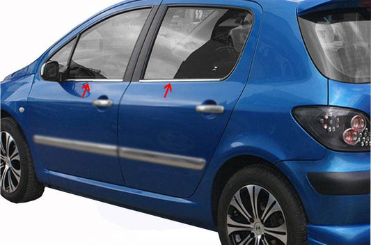 Outside border windows (4 pcs, stainless steel) for Peugeot 307 - Reelken Auto