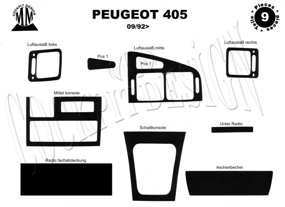 Dashboard Trim Covers (1992-1995) for Peugeot 405 1987-1997 - image 3