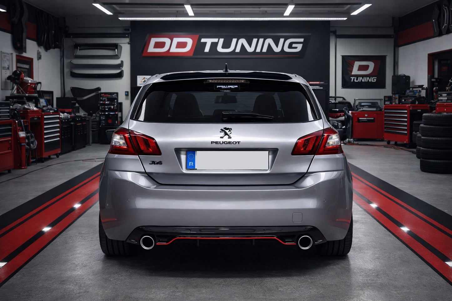 Rear Diffuser DPT (HB, Gloss Black) for Peugeot 308 2014-2021 - image 1