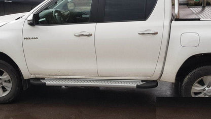 Side sills Allmond Grey (2 pieces, aluminum) for Toyota Hilux 2015↗ - Reelken Auto