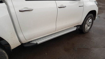Side sills Allmond Grey (2 pieces, aluminum) for Toyota Hilux 2015↗ - Reelken Auto