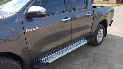 Side sills Allmond Grey (2 pieces, aluminum) for Toyota Hilux 2015↗ - Reelken Auto