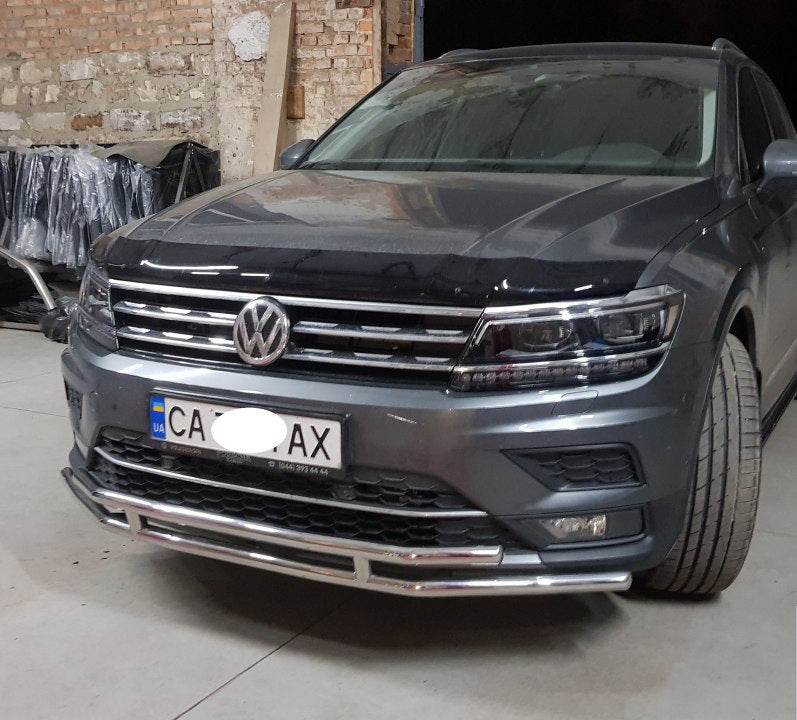 Front protection ST016 (stainless) for Volkswagen Tiguan 2016-2023 - Reelken Auto