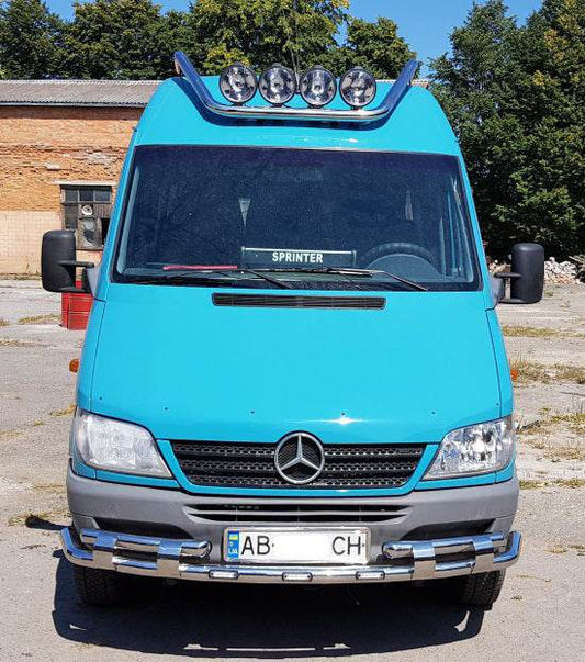 Front protection ST015-2 (stainless) for Mercedes Sprinter W901/902/903/904/905 1995-2006 - Reelken Auto