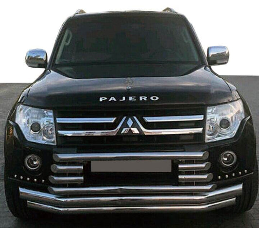 Front protection ST015-9 (stainless steel) for Mitsubishi Pajero Wagon IV - Reelken Auto