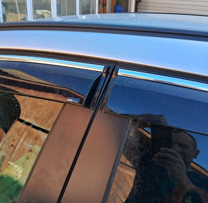Chrome Window Deflectors with Strip HB/SD (4 pcs, Sunplex Chrome) for Opel Astra J 2009-2015 - image 4