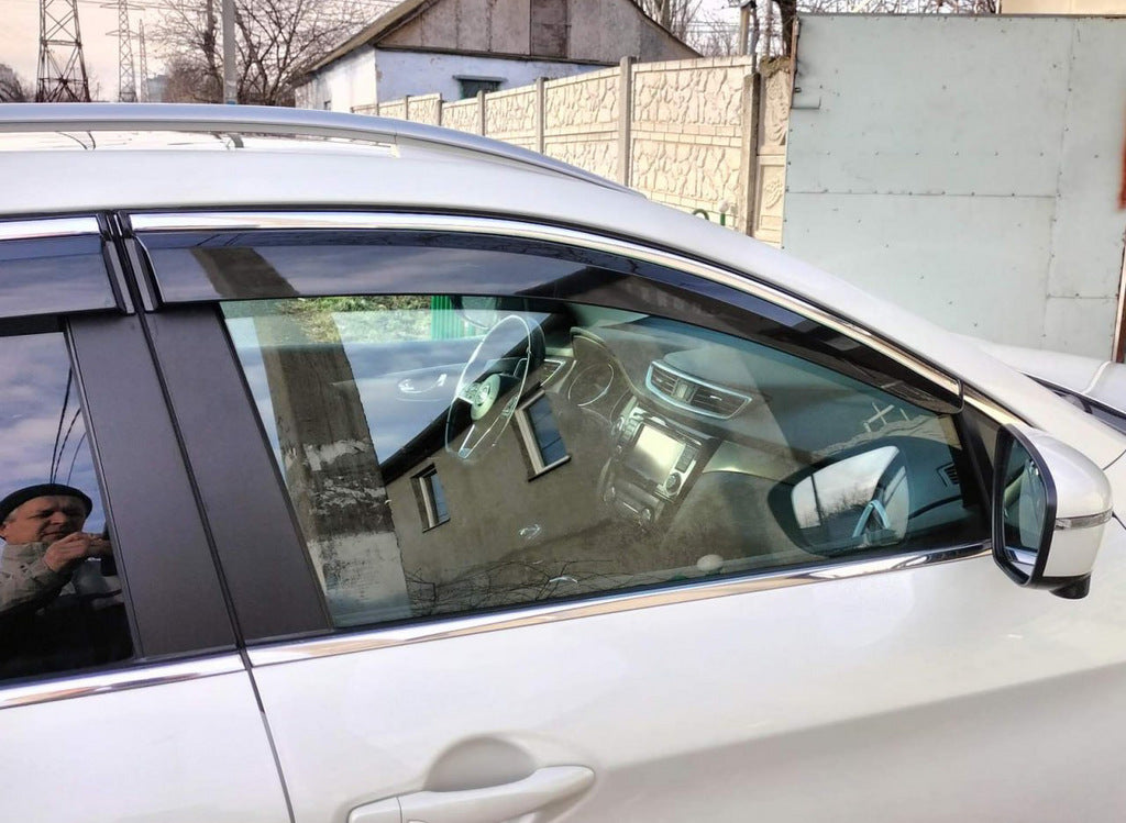 Window Deflectors with Chrome Trim (4 pcs, Sunplex Chrome) for Nissan Qashqai 2014-2021 - image 4
