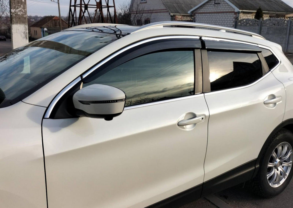 Window Deflectors with Chrome Trim (4 pcs, Sunplex Chrome) for Nissan Qashqai 2014-2021 - image 1