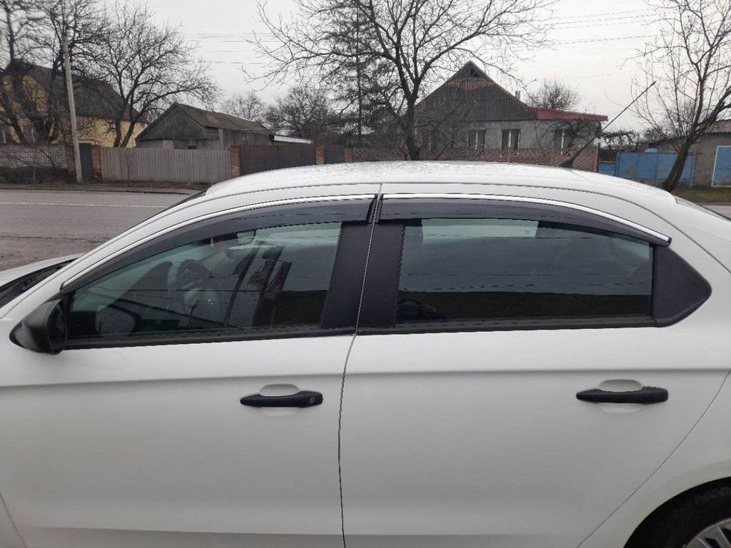 Windshields with chrome (4 pcs, Sunplex Chrome) for Citroen C-Elysee - Reelken Auto