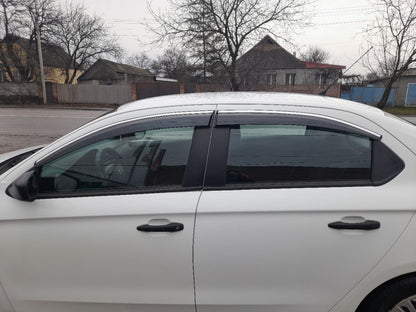 Window Deflectors with Chrome Trim (4 pcs, Sunplex Chrome) for Peugeot 301 2012- - image 1