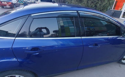 Window Deflectors with Chrome Trim HB/Sedan (4 pcs, Sunplex Chrome) for Ford Focus III 2011-2017 - image 3