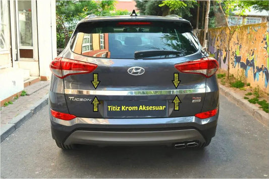Clearance Trunk Lid Trim above License Plate (2015–2018, upper, wide, stainless steel) for Hyundai Tucson TL 2016-2021 - image 2