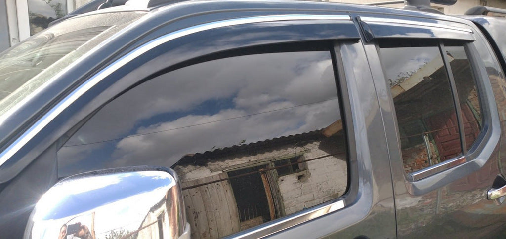 Window Deflectors with Chrome Trim (4 pcs, Sunplex Chrome) for Nissan Navara 2006-2015 - image 2