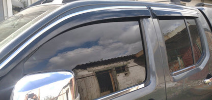 Window Deflectors with Chrome Trim (4 pcs, Sunplex Chrome) for Nissan Navara 2006-2015 - image 2
