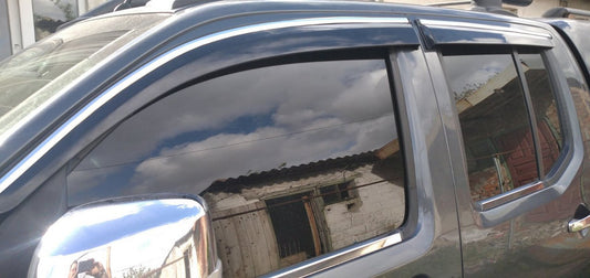 Window Deflectors with Chrome Trim (4 pcs, Sunplex Chrome) for Nissan Navara 2006-2015 - image 2