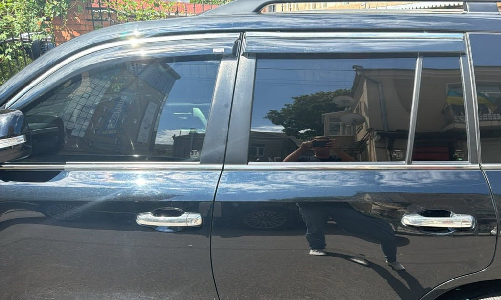 Window deflectors with chrome trim (4 pcs, Niken) for Lexus LX570/450d 2008-2022 - image 1