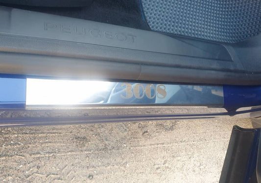 Door Sill Protectors (Carmos, 4 pcs, Stainless Steel) for Peugeot 3008 2016-2023 - image 2