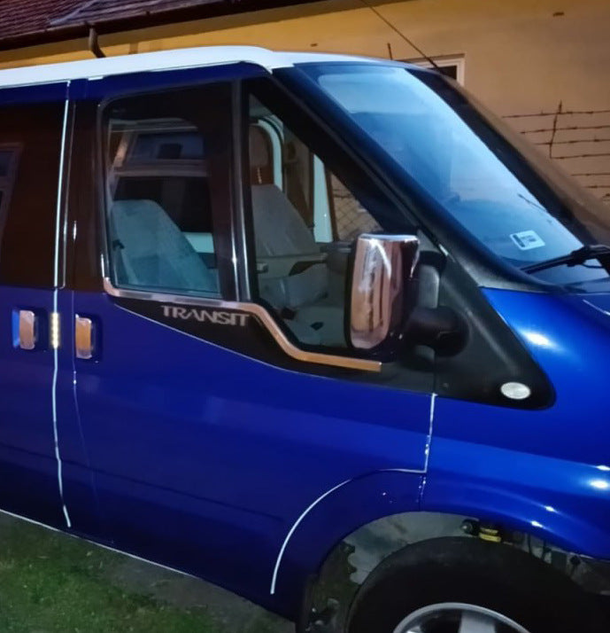 Outlining windows (2 pcs, stainless steel.) for Ford Transit 2000-2014 - image 4