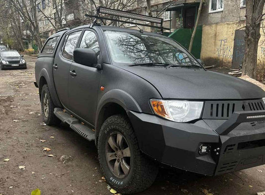Side sills Dakar V2 with LED (2015-2019, 2 pcs, metal) for Mitsubishi L200 2015-2024 - Reelken Auto