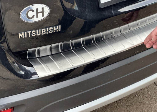 Rear bumper cover 2015-2021 Carmos (stainless steel) for Mitsubishi Outlander 2012-2021 - Reelken Auto