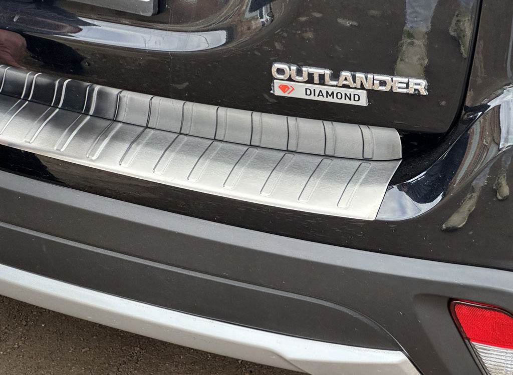 Rear bumper cover 2015-2021 Carmos (stainless steel) for Mitsubishi Outlander 2012-2021 - Reelken Auto