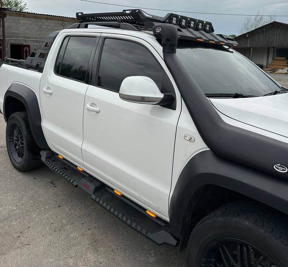 Side sills Dakar V2 with LED (2 pcs, metal) for Volkswagen Amarok 2010-2022 - Reelken Auto