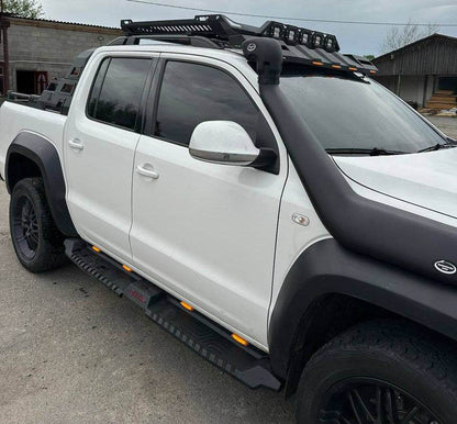 Side sills Dakar V2 with LED (2 pcs, metal) for Volkswagen Amarok 2010-2022 - Reelken Auto