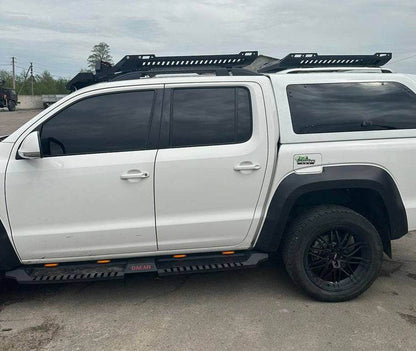 Side sills Dakar V2 with LED (2 pcs, metal) for Volkswagen Amarok 2010-2022 - Reelken Auto