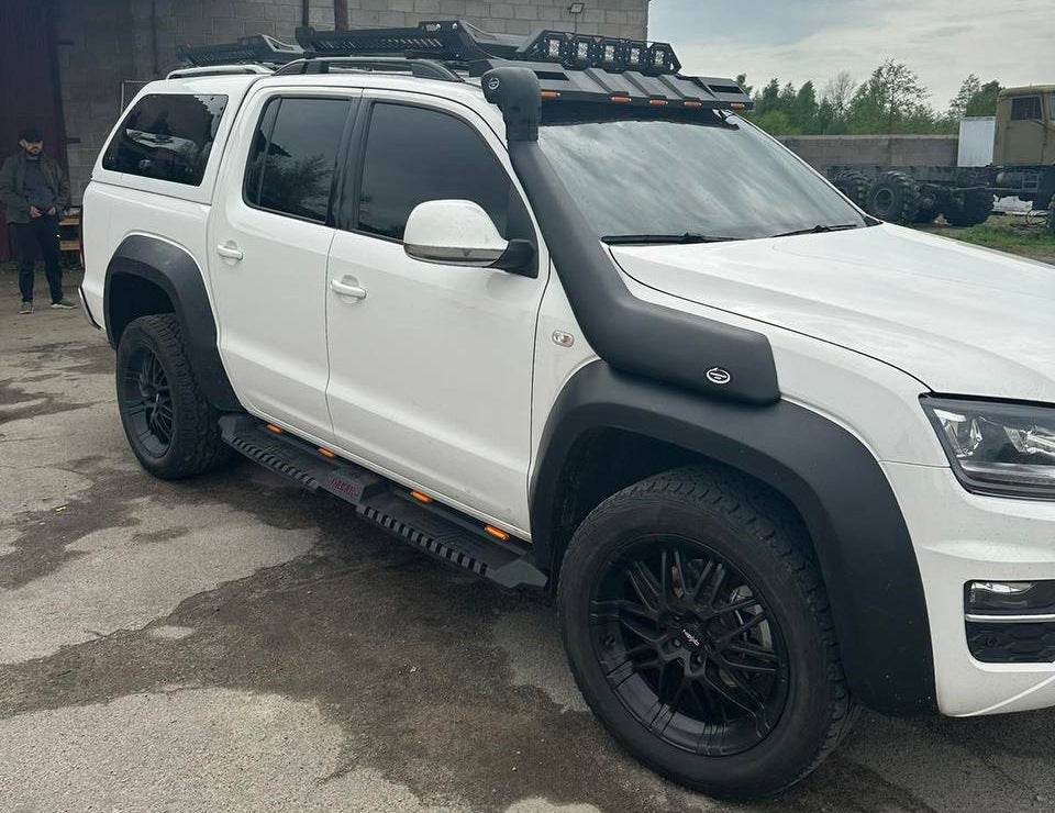 Side sills Dakar V2 with LED (2 pcs, metal) for Volkswagen Amarok 2010-2022 - Reelken Auto