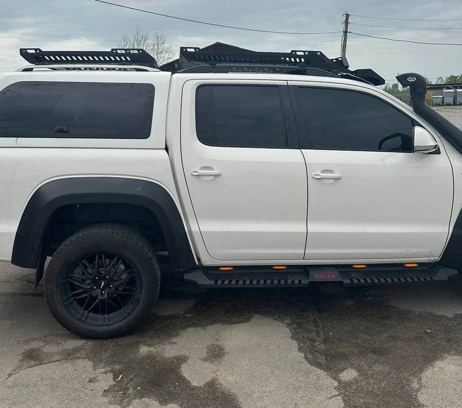 Side sills Dakar V2 with LED (2 pcs, metal) for Volkswagen Amarok 2010-2022 - Reelken Auto