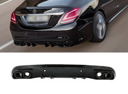 Rear diffuser with exhaust tips (Design C43) for Mercedes C-сlass W205 2014-2021 - image 1