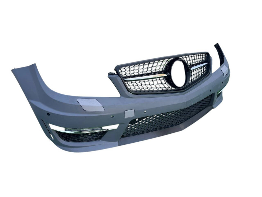 Front bumper 2011-2014 AMG C63 with Diamond Black grille for Mercedes C-class W204 2007-2015 - image 3