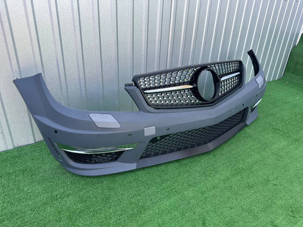 Front bumper 2011-2014 AMG C63 with Diamond Black grille for Mercedes C-class W204 2007-2015 - image 1