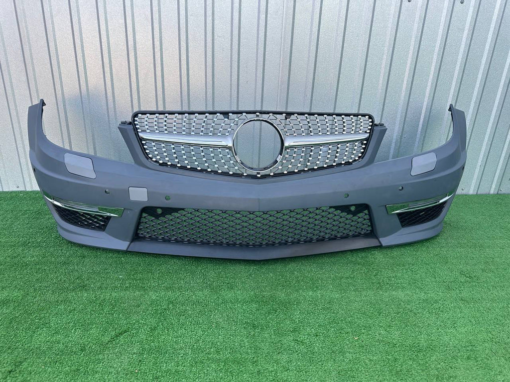 Front bumper 2011-2014 AMG C63 with Diamond Silver grille for Mercedes C-class W204 2007-2015 - image 1