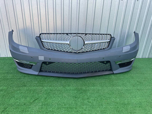 Front bumper 2011-2014 AMG C63 with Diamond Silver grille for Mercedes C-class W204 2007-2015 - image 1