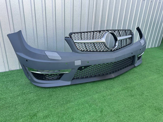 Front bumper 2011-2014 AMG C63 with Diamond Silver grille for Mercedes C-class W204 2007-2015 - image 2