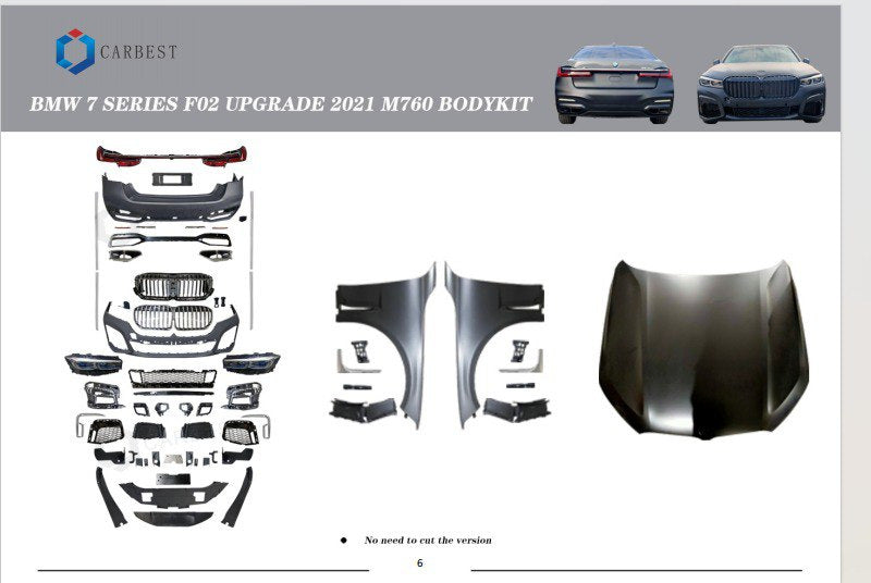 Facelift conversion kit to G12 M760 (without replacing trunk lid and rear fenders) for BMW 7 Series F01/F02 2008-2015 - image 6
