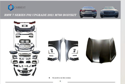 Facelift conversion kit to G12 M760 (without replacing trunk lid and rear fenders) for BMW 7 Series F01/F02 2008-2015 - image 6