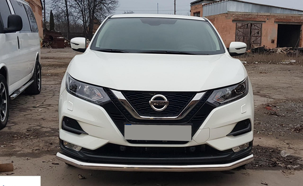 Front bumper guard ST008 (2017-2021, stainless steel) for Nissan Qashqai 2014-2021 - image 1