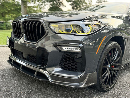 Front Bumper Lip Carbon V1 (for M-Sport, 2018-2022) for BMW X6 G06 2019–2027 - image 1