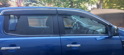 Window Deflectors with Chrome Trim Niken Luxury (2015-2022, 4 pcs) for Ford Ranger 2011-2022 - image 1