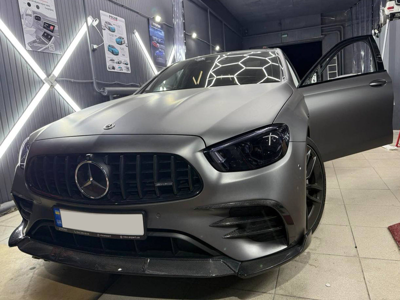 Front Bumper Lip Spoiler (for AMG-Line 2020-2023, Carbon) for Mercedes E-сlass W213 2016-2023 - image 5