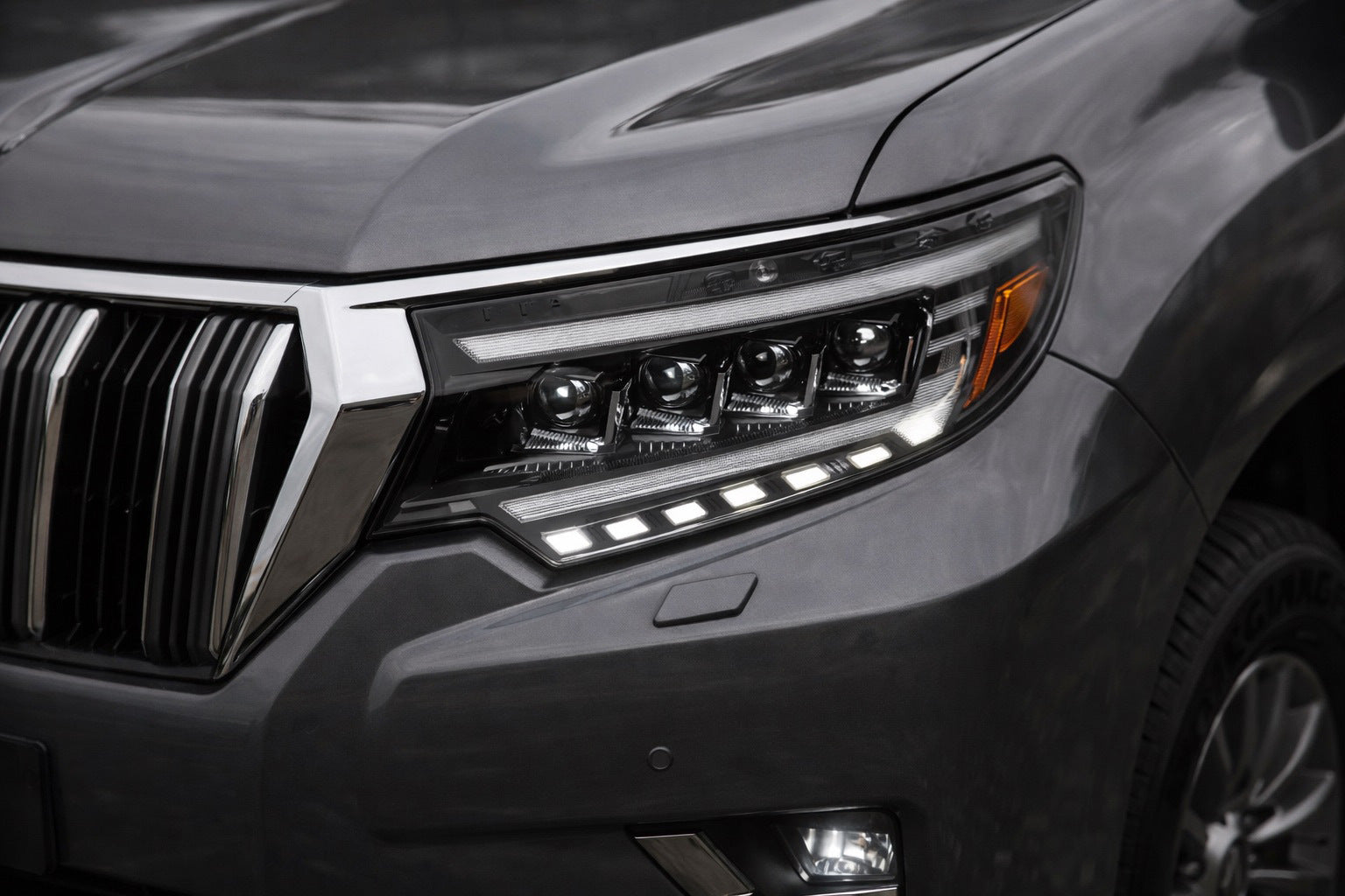 Front Headlights Lexus-Design 4-LED V2 (2017+, 2 pcs) for Toyota Land Cruiser Prado 150 2009-2023 - image 1